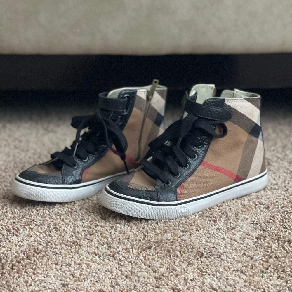 Burberry check pattern high top sneakers